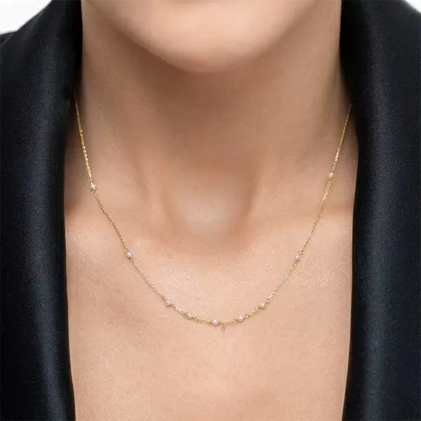 Leaf Jewelry Halskette White Pearls, 14 K Gelbgold Großer Ausverkauf