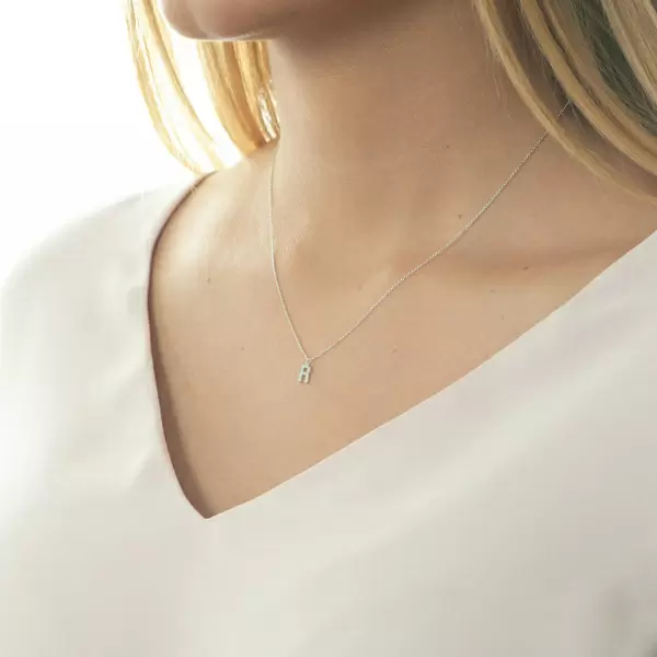 Leaf Jewelry Halskette Letter "R", 14 K Weißgold mit Diamanten Online Shopping
