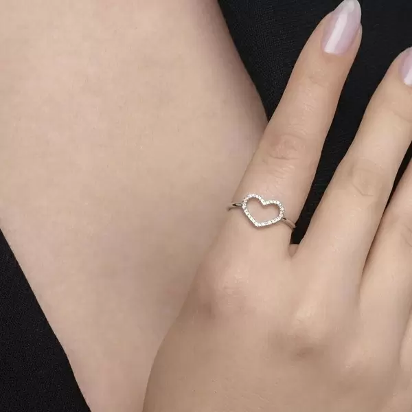 Leaf Jewelry Ring Herz mit Diamanten, 18 K Weißgold Exklusivangebot