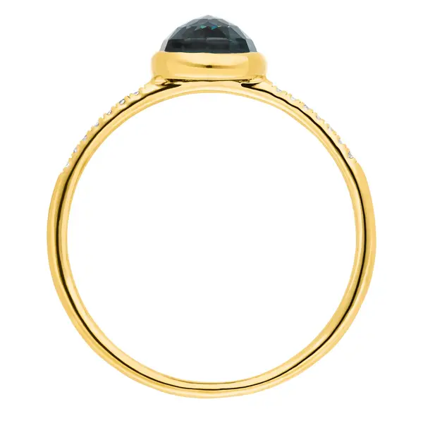 Leaf Jewelry Ring Blue Topas mit Diamanten, 14K Gelbgold Cyber Monday