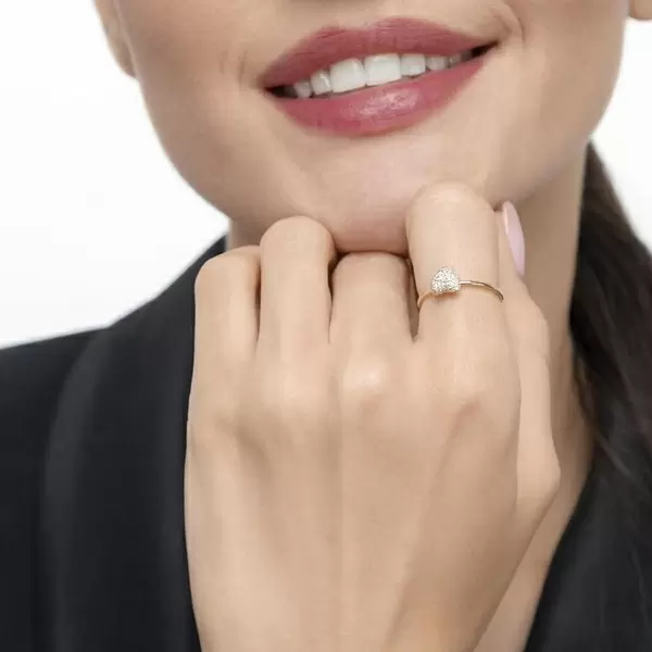 Leaf Jewelry Ring Herz Full mit Diamanten, 18 K Gelbgold Weihnachtsangebot
