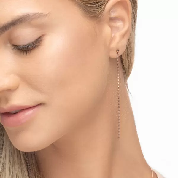 Leaf Jewelry Ohrringe Ball Chain, 14 K Rosegold Jubiläumsangebot
