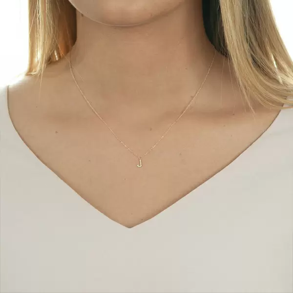 Leaf Jewelry Halskette Letter "J", 14 K Rosegold mit Diamanten Heißer Verkauf