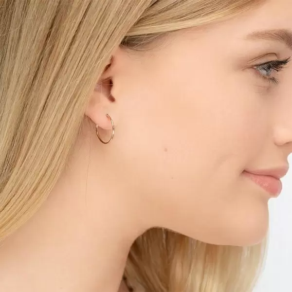 Leaf Jewelry Creole Rund S, 15mm, 14 K Rosegold Neueste Mode