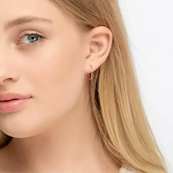Leaf Jewelry Creole Rund S, 15mm, 14 K Rosegold Neueste Mode