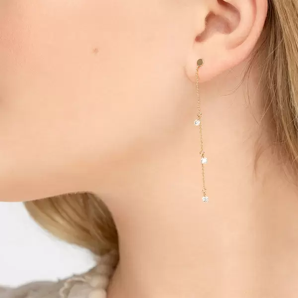 Leaf Jewelry Ohrringe Pure Chain mit Diamanten, 18 K Gelbgold Zeitlich begrenztes Angebot