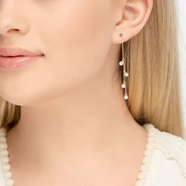 Leaf Jewelry Ohrringe Perle Kette, 14 K Rosegold Blitzangebot