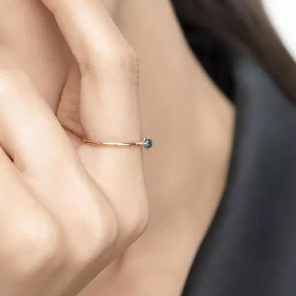 Leaf Jewelry Ring Cabochon, 14 K Gelbgold, Blauer Topas Große Rabatte