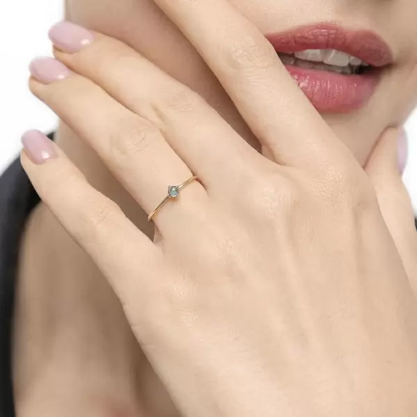 Leaf Jewelry Ring Cabochon, 14 K Gelbgold, Blauer Topas Große Rabatte
