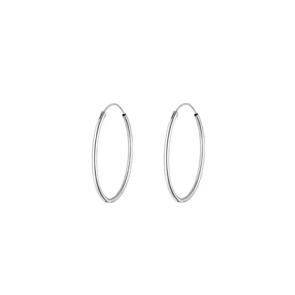 Leaf Jewelry Creole Rund M, 30mm, 14 K Weissgold Räumungsverkauf