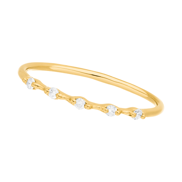 Leaf Jewelry Ring mit 5 Diamanten, 14K Gelbgold Tägliche Deals