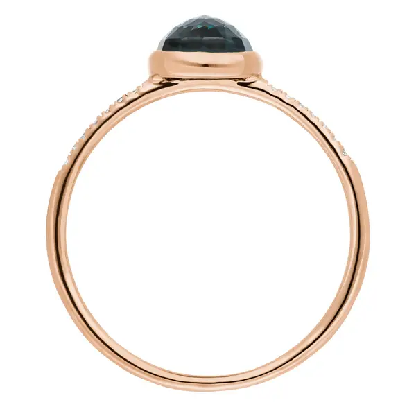 Leaf Jewelry Ring Blue Topas mit Diamanten, 14K Rosegold Riesige Ersparnisse