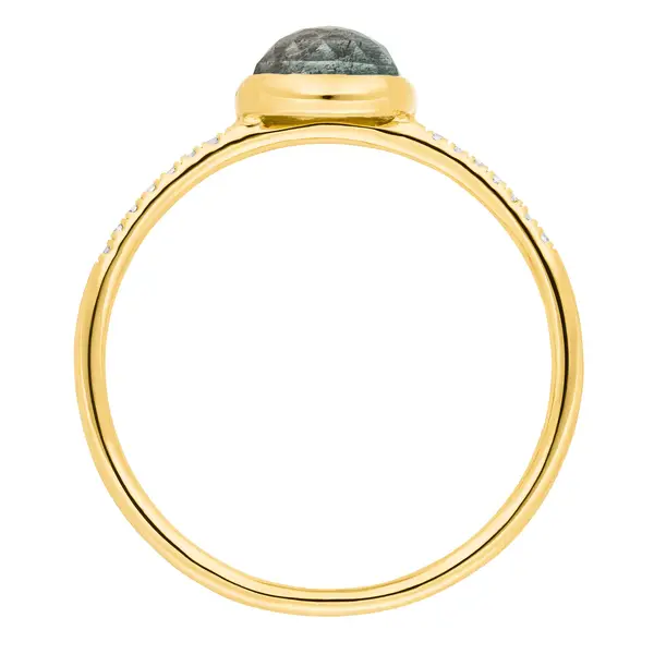 Leaf Jewelry Ring Labradorit mit Diamanten, 14K Gelbgold Tiefpreis