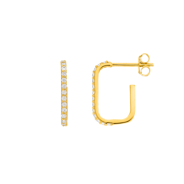 Leaf Jewelry Mini Creole Square mit Zirkonia, 18 K Gelbgold vergoldet JETZT KAUFEN