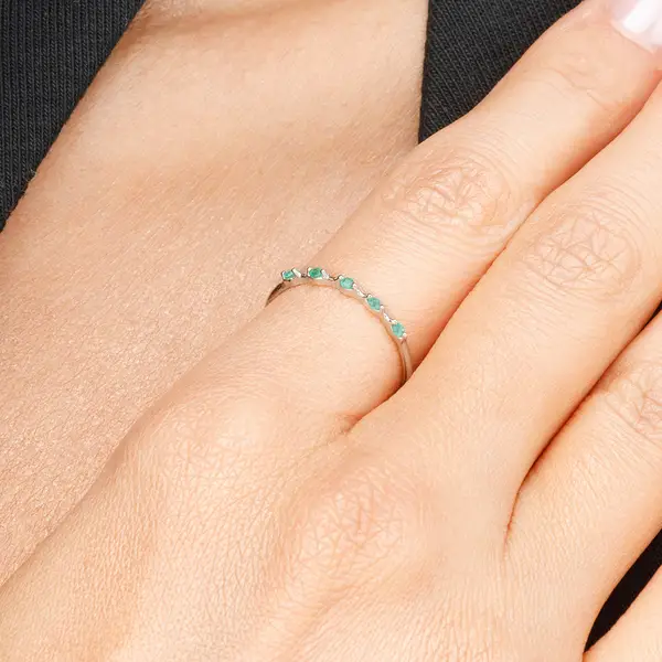 Leaf Jewelry Ring mit 5 Smaragden, 14K Weißgold Bis zu 60% Rabatt