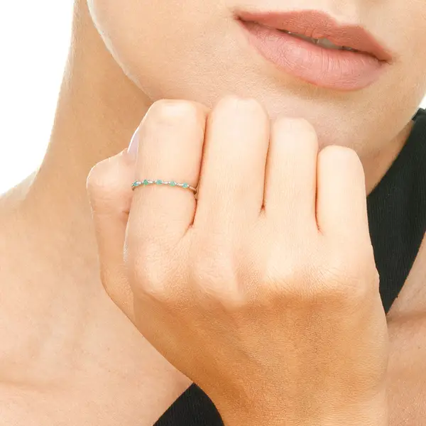Leaf Jewelry Ring mit 5 Smaragden, 14K Weißgold Bis zu 60% Rabatt