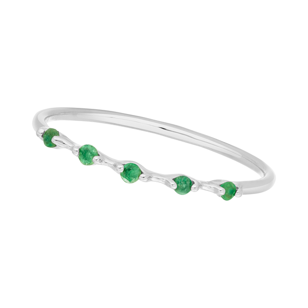 Leaf Jewelry Ring mit 5 Smaragden, 14K Weißgold Bis zu 60% Rabatt