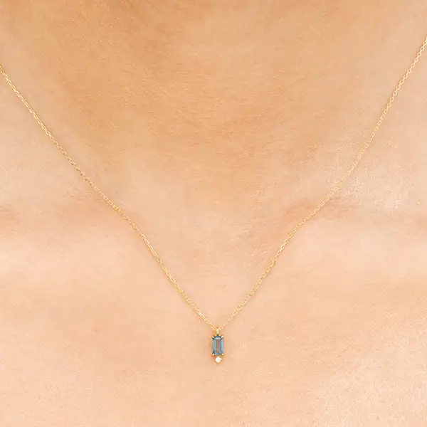 Leaf Jewelry Halskette London Blue Topas, 14K Gelbgold Hotsell