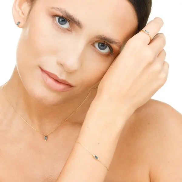 Leaf Jewelry Halskette London Blue Topas, 14K Gelbgold Hotsell