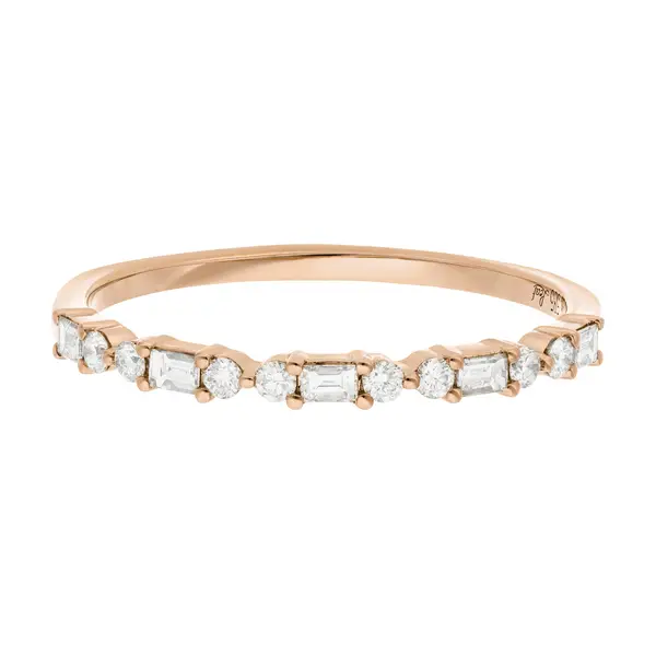 Leaf Jewelry Ring mit Baguette Diamanten, 14K Rosegold Sonderangebot