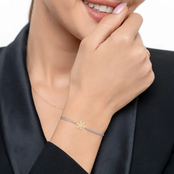 Leaf Jewelry Glücksarmband Snowflake, 18 K Gelbgold vergoldet, Beige Black Friday