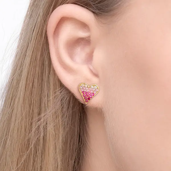 Leaf Jewelry Ohrstecker Pink Valentine, 18 K Gelbgold vergoldet Neueste Mode