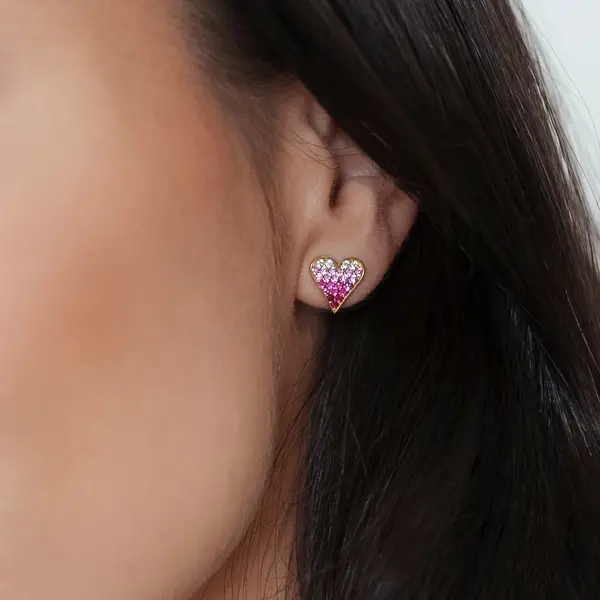 Leaf Jewelry Ohrstecker Pink Valentine, 18 K Gelbgold vergoldet Neueste Mode