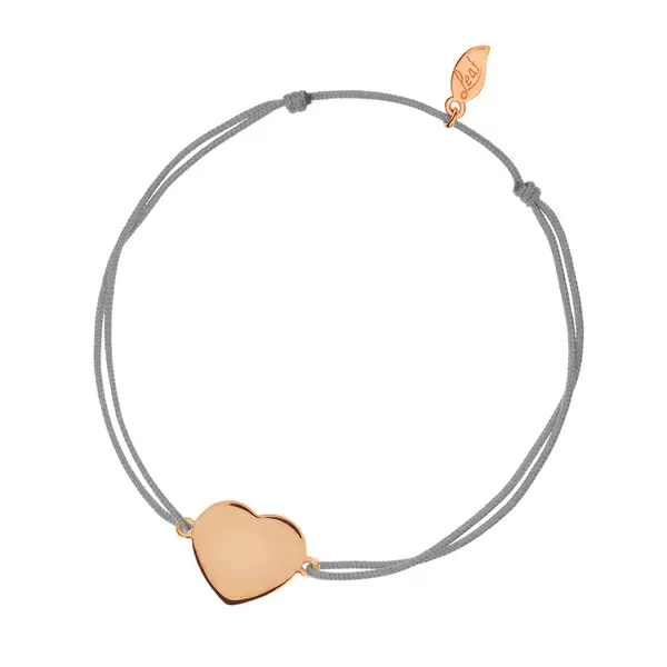 Leaf Jewelry Glücksbändchen Heart-Disc, matt, Roségold vergoldet, grau Begrenzt auf 3 Tage