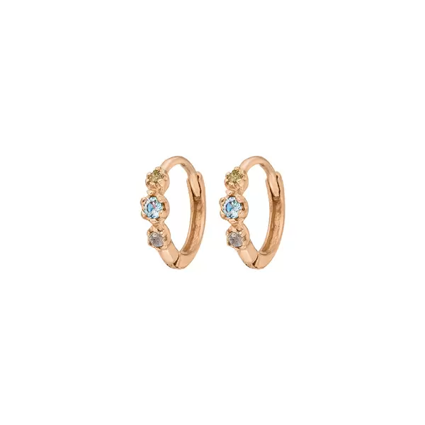 Leaf Jewelry Creole Three Gems, Blauer Topas, 18 K Rosegold vergoldet Speichern exportieren