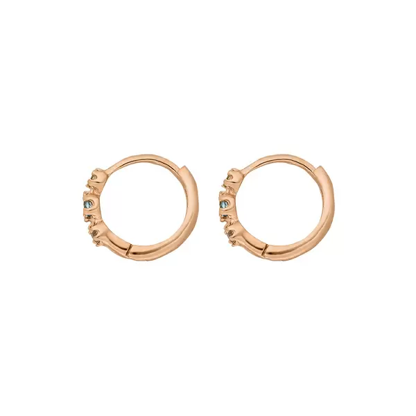 Leaf Jewelry Creole Three Gems, Blauer Topas, 18 K Rosegold vergoldet Speichern exportieren