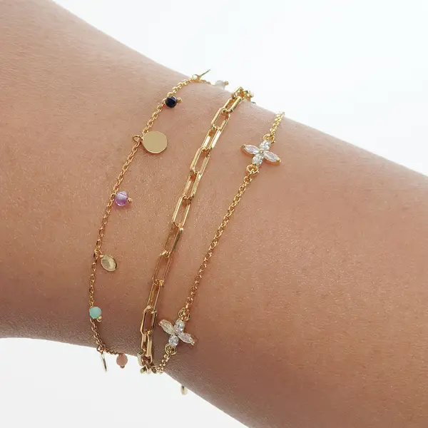 Leaf Jewelry Armkette Leaf Flower Charms, 18 K Gelbgold vergoldet 50% Rabatt für begrenzte Zeit
