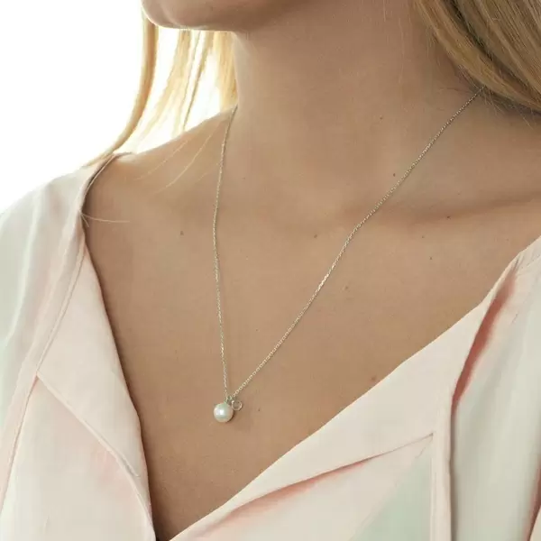 Leaf Jewelry Halskette Two Drop, 925 Sterlingsilber, Perle/Bergkristall 2025