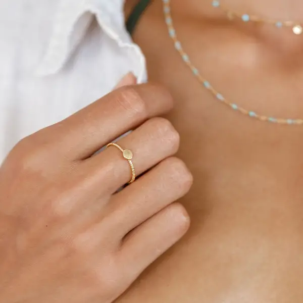 Leaf Jewelry Ring Twist mit Plättchen, 18 K Gelbgold vergoldet, Größe 50 Angebote