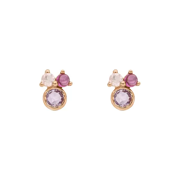 Leaf Jewelry Ohrstecker Three Gems, Amethyst, 18 K Rosegold vergoldet Hotsell