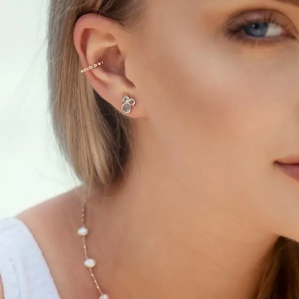 Leaf Jewelry Ohrstecker Three Gems, Amethyst, 18 K Rosegold vergoldet Hotsell