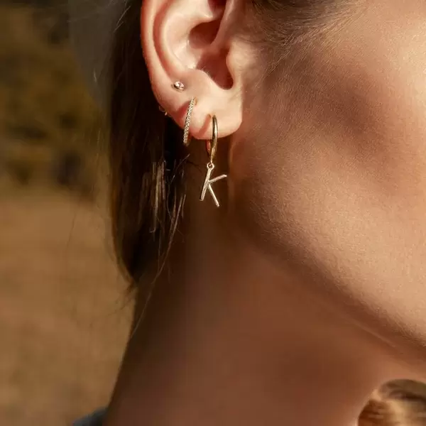 Leaf Jewelry Buchstaben Creole, 18 K Rosegold vergoldet, B Versandkostenfrei