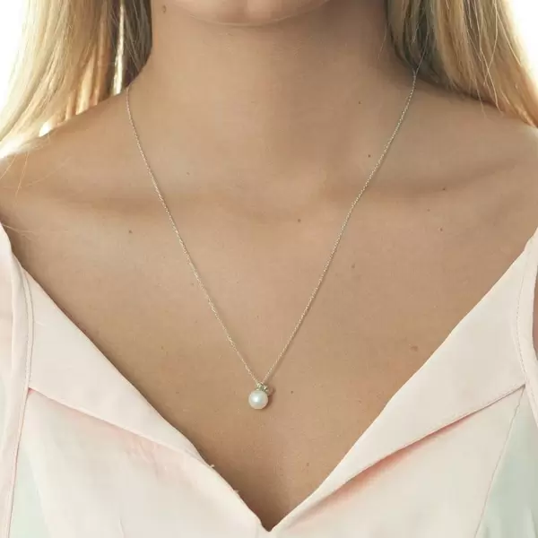 Leaf Jewelry Halskette Two Drop, 925 Sterlingsilber, Perle/Bergkristall Blitzangebot