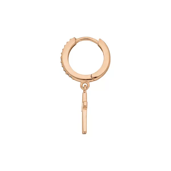 Leaf Jewelry Single Creole CROSS/Zirkonia, 18 K Rosegold vergoldet Bestseller