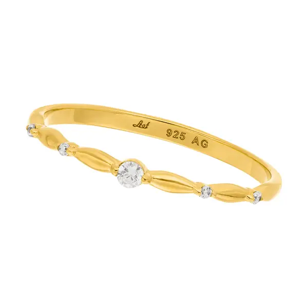 Leaf Jewelry Silber Ring mit Zirkonia, Gelbgold, Gr.52 Räumungsverkauf