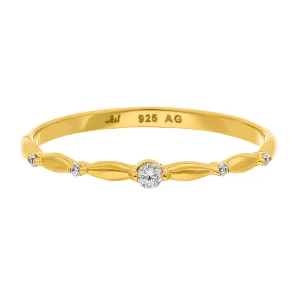 Leaf Jewelry Silber Ring mit Zirkonia, Gelbgold, Gr.52 Räumungsverkauf