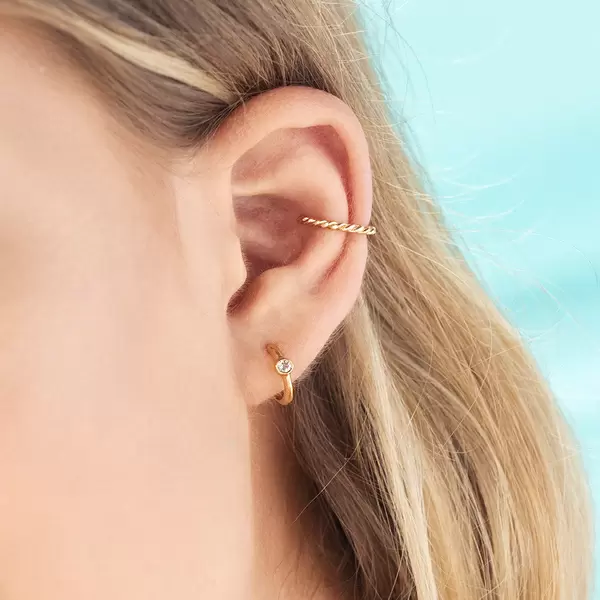 Leaf Jewelry Creole One Gem, Amethyst, 18 K Gelbgold vergoldet Kauf eins, bekomm eins gratis