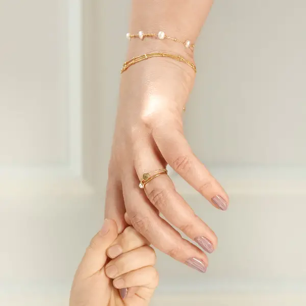 Leaf Jewelry Armkette Perle, 18 K Gelbgold vergoldet Riesige Ersparnisse
