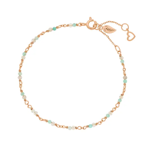Leaf Jewelry Armkette Amazonit, 18 K Rosegold vergoldet Begrenzte Freigabe