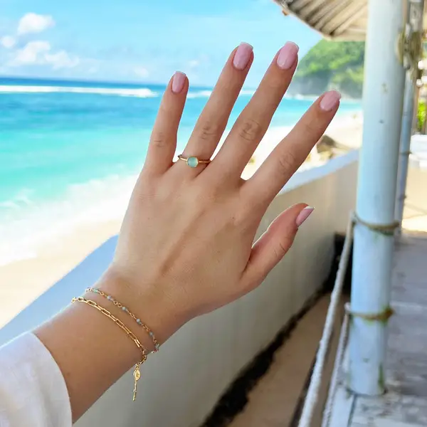 Leaf Jewelry Armkette Amazonit, 18 K Rosegold vergoldet Begrenzte Freigabe