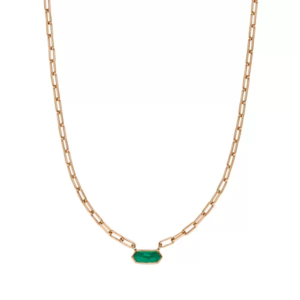 Leaf Jewelry Silber Halskette, CUBE, Grüner Achat, Rosegold Letzte 3 Tage