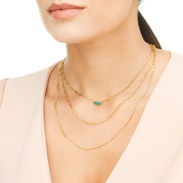 Leaf Jewelry Silber Halskette, CUBE, Grüner Achat, Rosegold Letzte 3 Tage