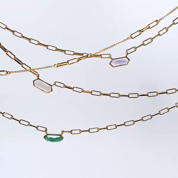 Leaf Jewelry Silber Halskette, CUBE, Grüner Achat, Rosegold Letzte 3 Tage
