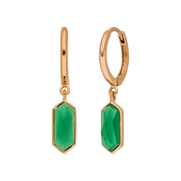 Leaf Jewelry Silber Creole, CUBE, Grüner Achat, Rosegold Begrenzt auf 3 Tage