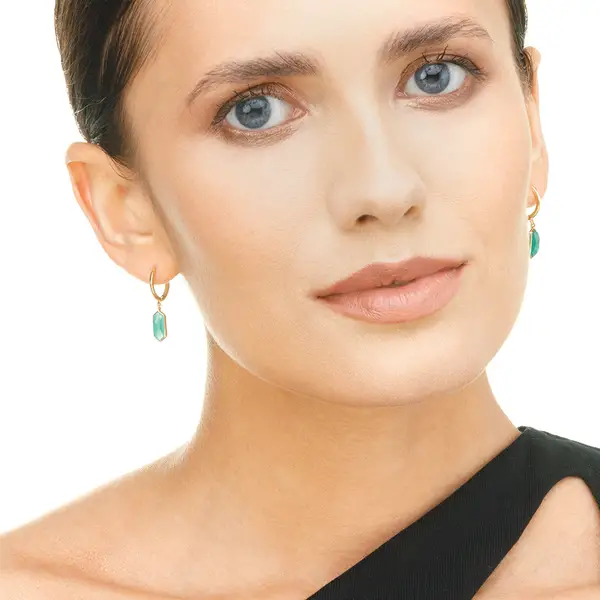 Leaf Jewelry Silber Creole, CUBE, Grüner Achat, Rosegold Begrenzt auf 3 Tage