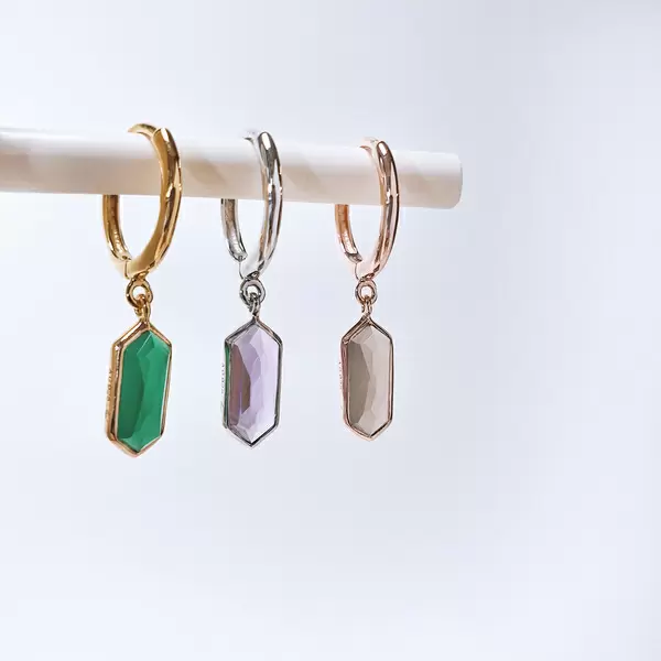Leaf Jewelry Silber Creole, CUBE, Grüner Achat, Rosegold Begrenzt auf 3 Tage